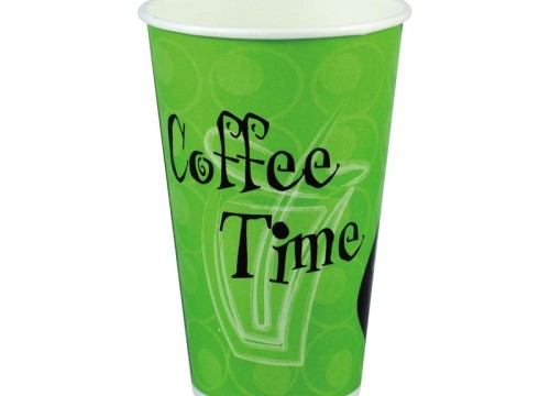 Cold Beverage Cups - Coffee Time (Green -Orange)